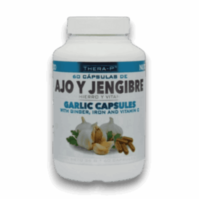Ajo y Jengibre con Hierro y Vitamina C 60 Cápsulas - THERA-P