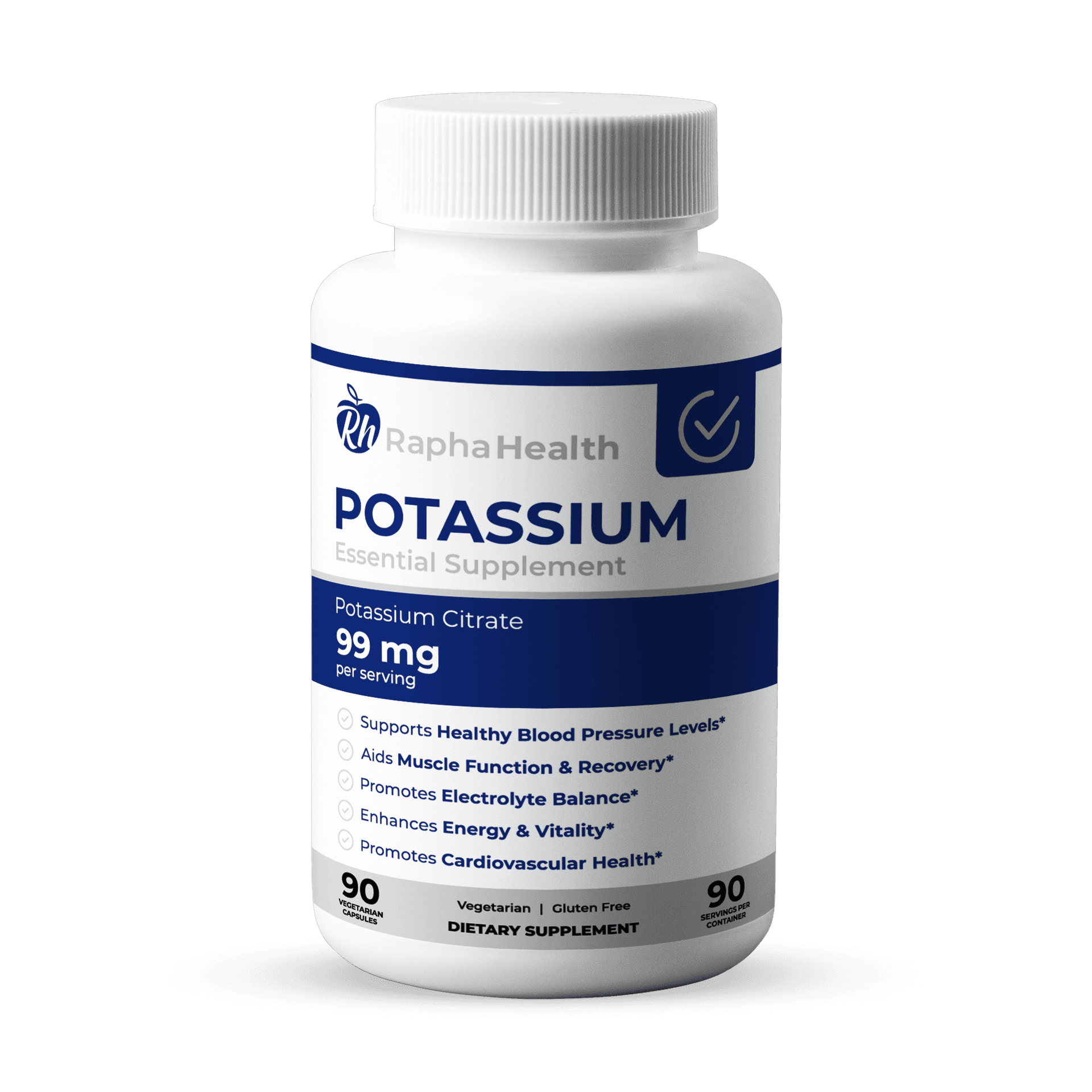Potasio (Citrato de Potasio) 1,584 mg 120 Cápsulas Vegetarianas - Rapha Health