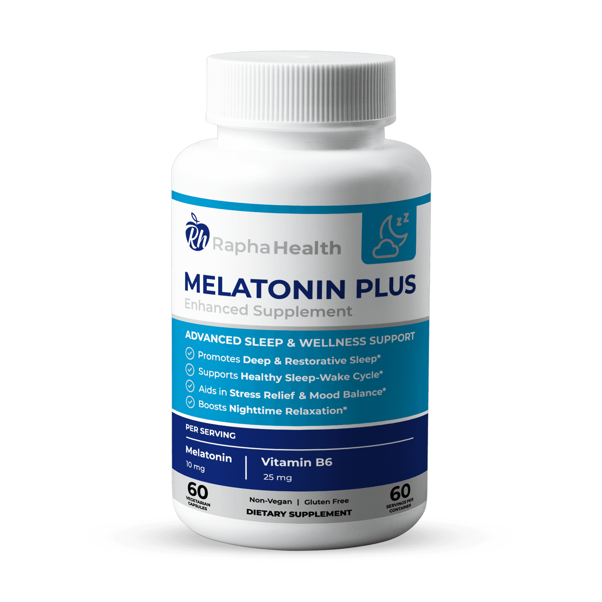 Melatonina Plus con Vitamina B6 120 Cápsulas Vegetarianas - Rapha Health