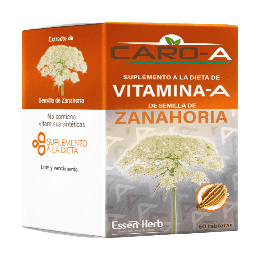 CARO-A® 60 Tabletas – Vitamina A Natural de Semilla de Zanahoria