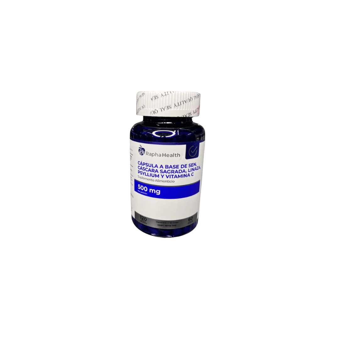 Sen, Cáscara Sagrada, Linaza, Psyllium y Vitamina C 120 Cápsulas Vegetarianas - Rapha Health