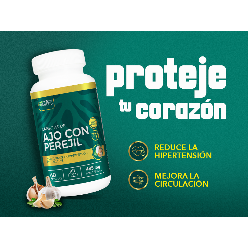 Capsulas De Ajo Con Perejil. Natural la Fuente 60 cáp. Laboratorio La Fuente