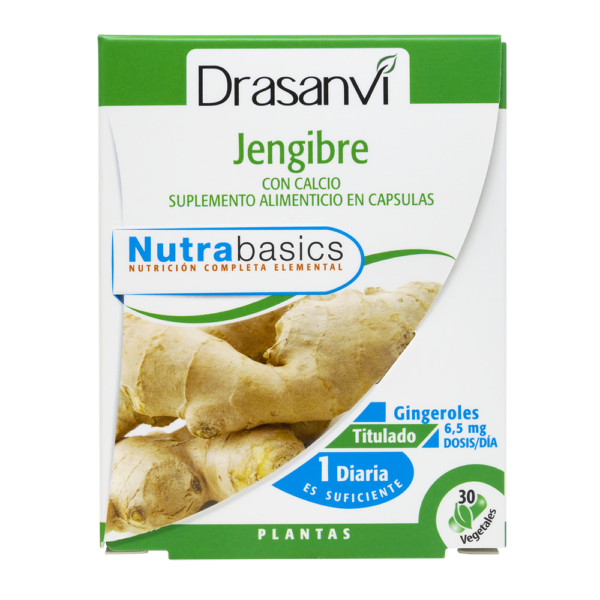Jengibre con calcio 30 Cápsulas. Drasanvi