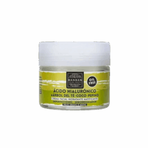 Crema Facial Banban con Ácido Hialurónico – Hidratante matificante con árbol del té, coco y pepino