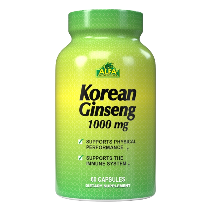 Korean Ginseng 1000mg 60 Capsulas - ALFA VITAMINS