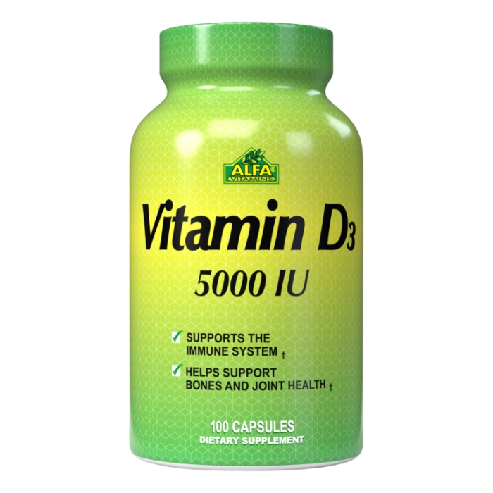 Vitamina D3 5000IU 100 Capsulas - ALFA VITAMINS