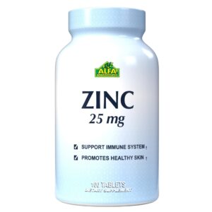 Zinc Gluconate 25mg 100 Tabletas - ALFA VITAMINS