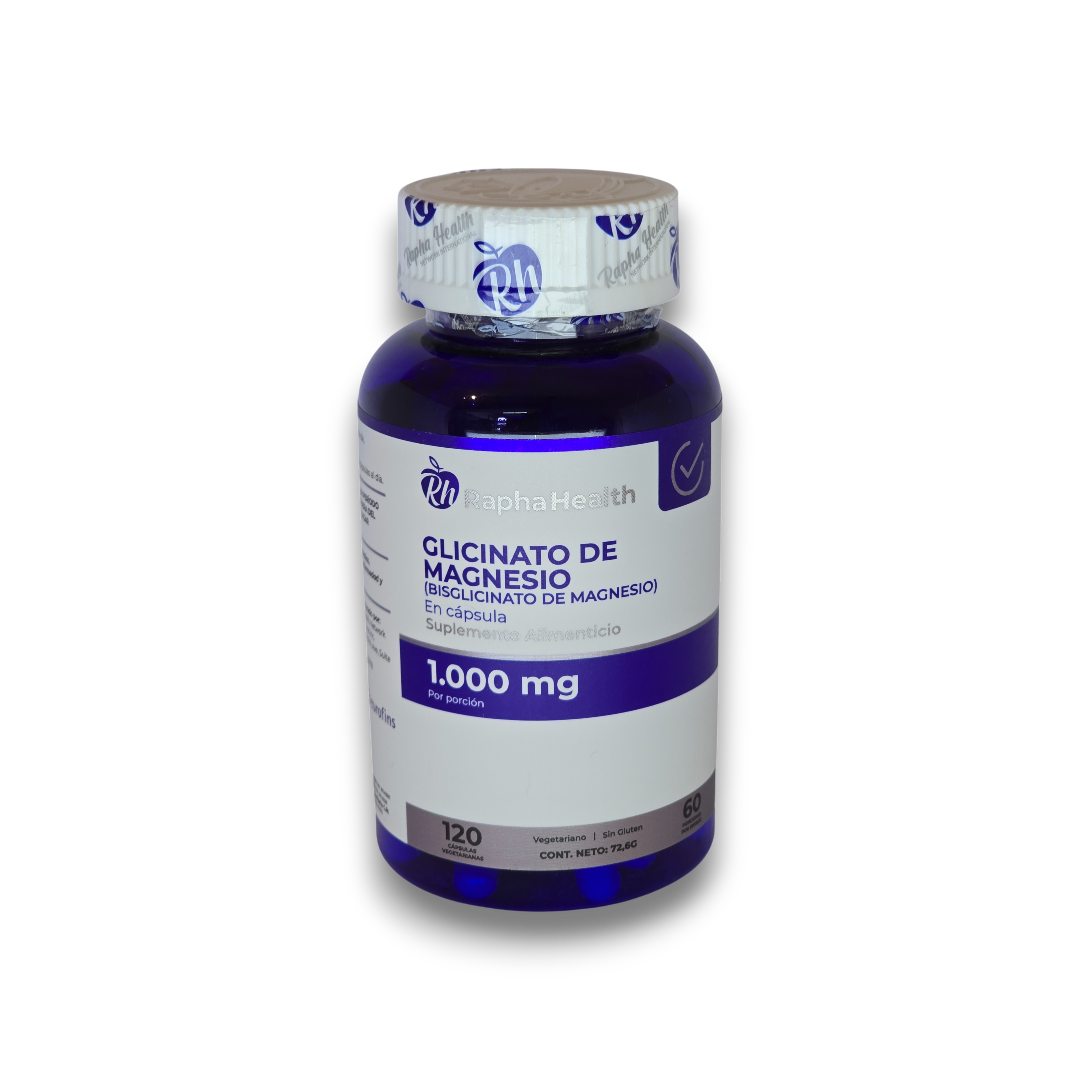 Glicinato de Magnesio 1,000mg 120 Cápsulas Vegetarianas - Rapha Health