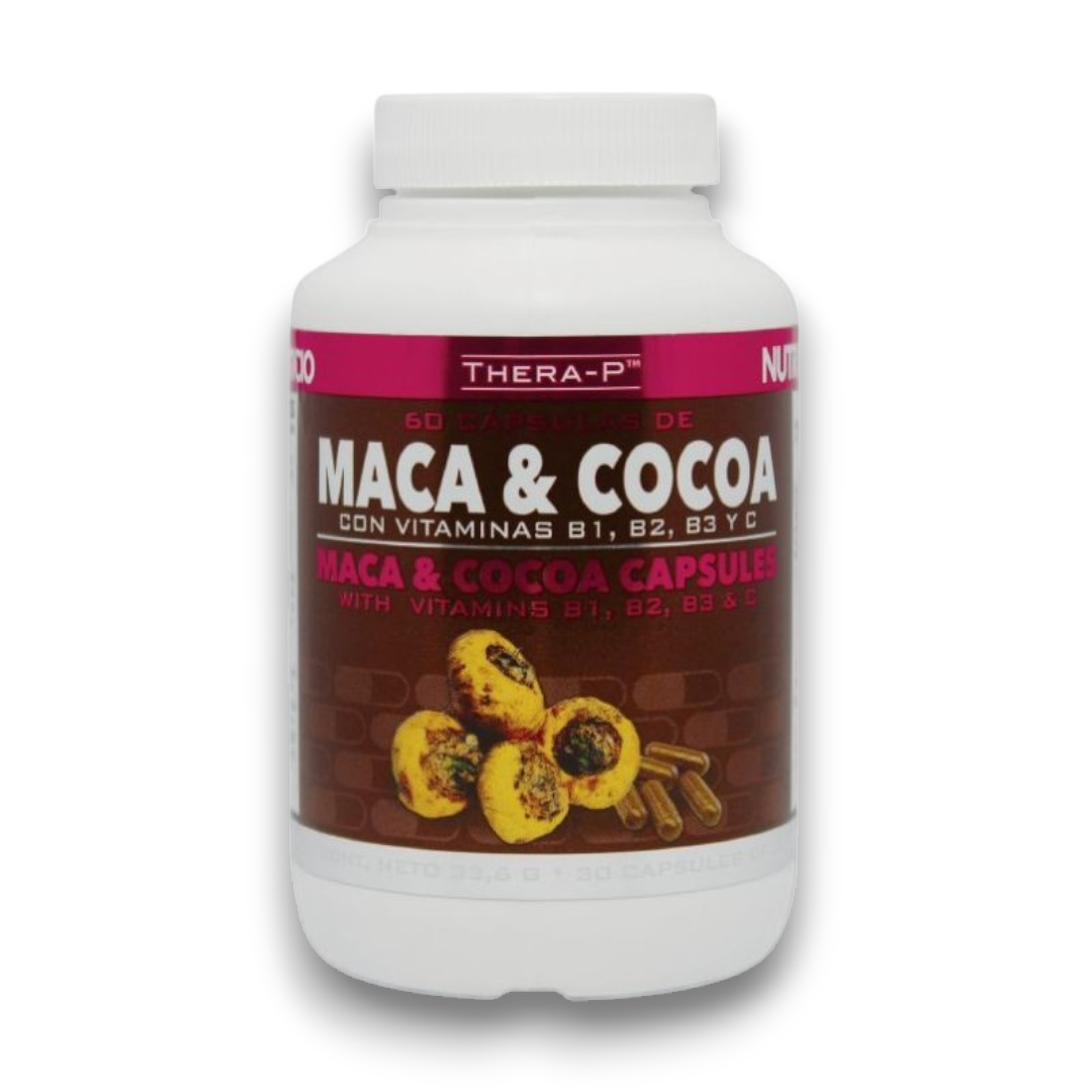 Maca y Cocoa con Vitaminas B1, B2, B3 y C 60 Cápsulas - THERA-P