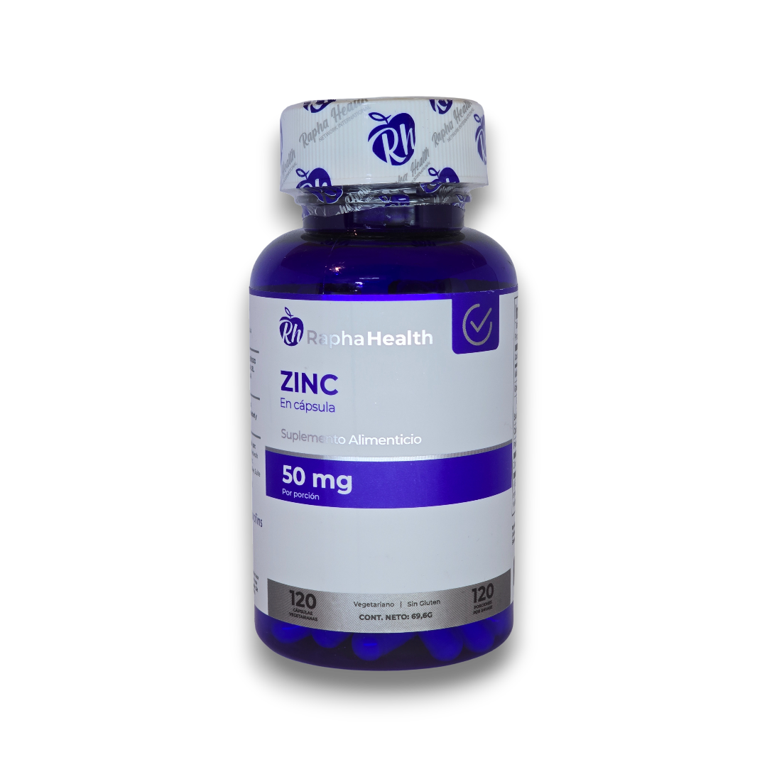 Zinc 50mg 120 Cápsulas Vegetarianas - Rapha Health
